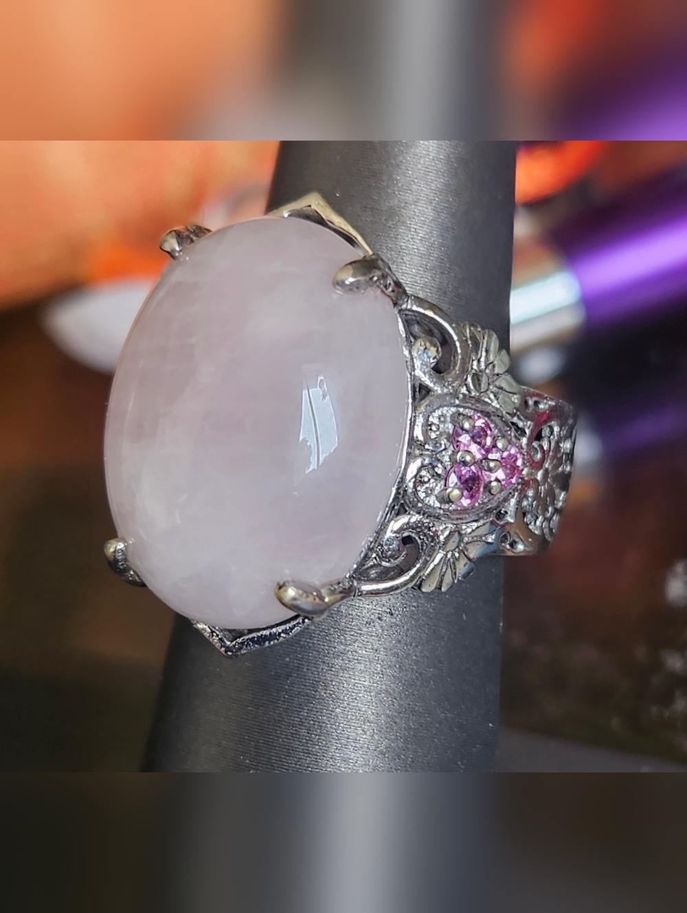 Big Rose Quartz & Pink Topaz Karis Ring